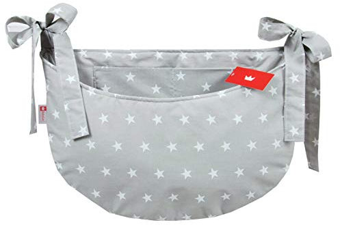 BABYLUX Babybetttasche Organizer BETTTASCHE Spielzeugtasche Tasche Babybett (91. Sterne Grau)
