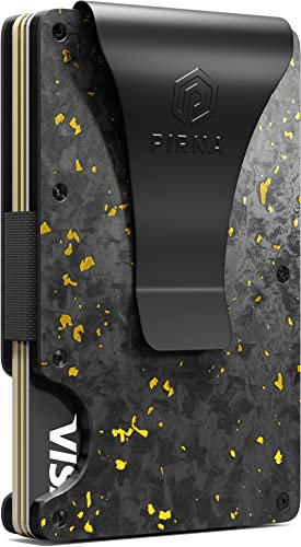 PIRNA Porte-Cartes de Crédit pour Homme | Portefeuille en Fibre de Carbone | Protection Carte RFID | Cadeaux pour Hommes | Jaune Carbone