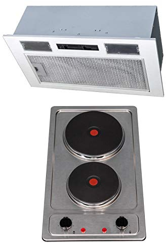 SIA 30cm Stainless Steel 2 Zone Electric Plate Hob And 52cm Canopy Cooker Hood