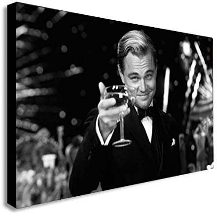 Gerahmter Kunstdruck auf Leinwand, Motiv The Great Gatsby, Leonardo DiCaprio, verschiedene Größen (A0, 47 x 33 Zoll)