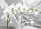 wandmotiv24 Fototapete 3D Effekt Blumen Orchideen Kugeln, M 250 x 175 cm - 5 Teile, Wanddeko, Wandbild, Wandtapete, Abstrakt Blüten M6096
