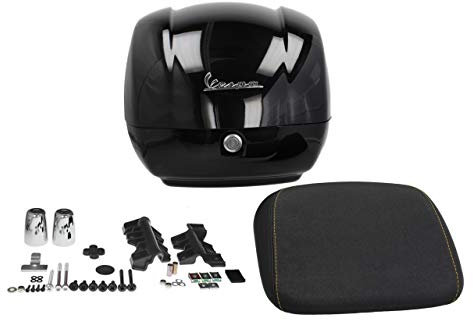 PIAGGIO Topcase Original für Vespa GTS 125, 300 CCM ab 2019 (Nero Cosmo Vulcano 98/A) - Motorradkoffer - 36 Liter - Schwarz, Einfarbig