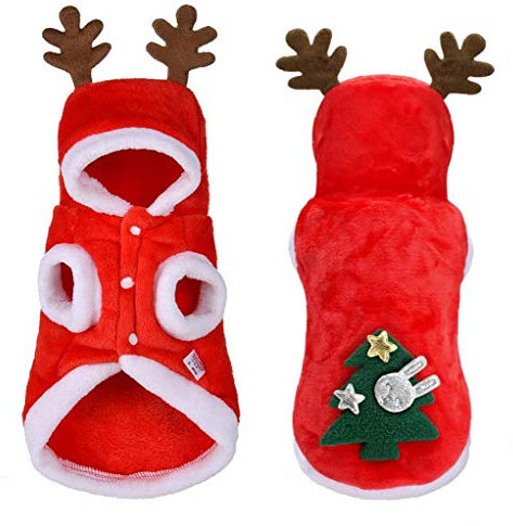 Zonfer Weihnachten Hunde-Bekleidung Kleine Hunde Santa Anzug Für Mops-Haustier-Katze Kleidung Mantel Haustier Kostüm