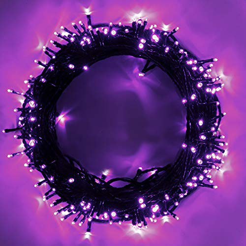 Luci di Natale - 120 LEDs 15m Stringa Luci, Interno da Esterno Funzione di Memoria con 8 Modalità Estensibile Natalizie Catene Luminose Decorazione per Domestici Alberi Halloween Festa Nozze - Viola