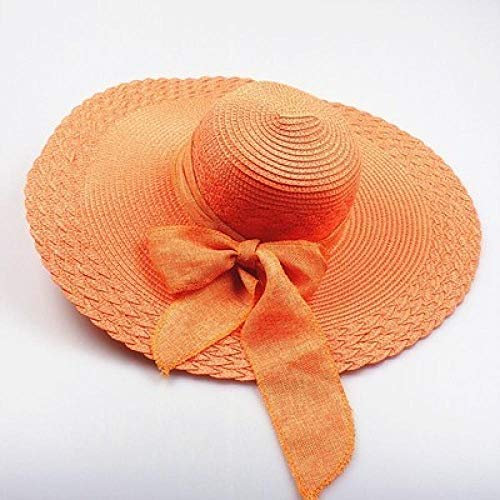 Sonnenhut Strohhut Hut Damen Große Krempe Strand Sonnenhut Frauen Weibliche Mütze Mit Großem Kopf Faltbaren Stil Mode Dame Sonnenmütze-Orange