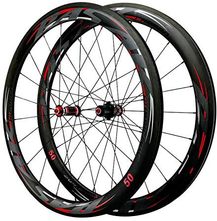 SJHFG Fahrrad Laufrad 700c,50mm Kohlefaser Schnelle Veröffentlichung Radgruppe Vorne 20 Löcher/Hinten 24 Löcher Rennrad