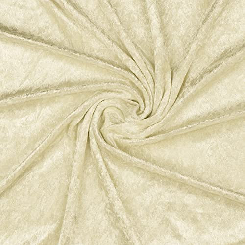 Hans-Textil-Shop Samtstoff Creme Ecru – Pannesamt Stoff Meterware 140 cm – Deko Samt, Faschingsstoff, Velour Polyester – für Karneval, Bekleidung, Tischdecken, Kissen, Deko