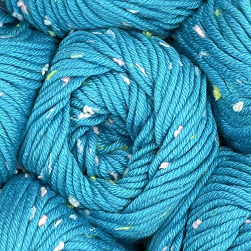 Tweed Twinkles Soft Acrylic Hypoallergenic Yarn with Flecks for Babies, 8 skeins, 632 metres/400 Grams, Light Worsted, DK #3 (Cyan Blue)