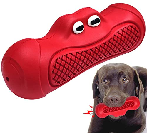 Autoau Giochi per Cani Indistruttibile, Gioco Cane Interattivo Squeak, Giocattoli da Masticativi per Cani in Gomma Naturali per Aggressivi Cane di Piccoli/Medio/Grande Pulizia Denti