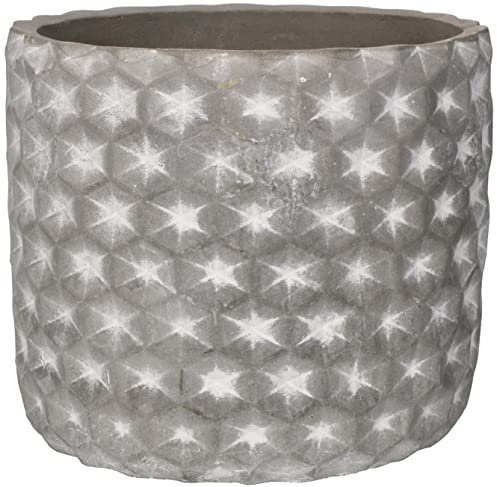 KOTARBAU® Maceta cilíndrica de hormigón ⌀12, Tiesto Decorativo para Flores y Plantas, Macetero de Cemento Redondo para Interiores, geométrico con Estrellas Blancas, Diseño Minimalista, Gris
