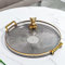10.6 Round Decorative Tray with Handle, Modern Vanity Tray & Ottoman Serving Tray, Coffee Table, Kitchen & Bathroom for Coffee, Breakfast, Food & Beverages (Smoke Gray)