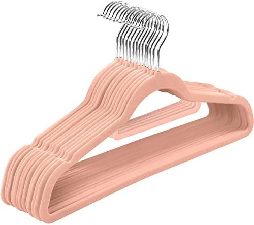 Utopia Home - Perchas de terciopelo de alta calidad, resistentes, antideslizantes y con gancho giratorio 360 grados (paquete de 30 unidades, color rosa)