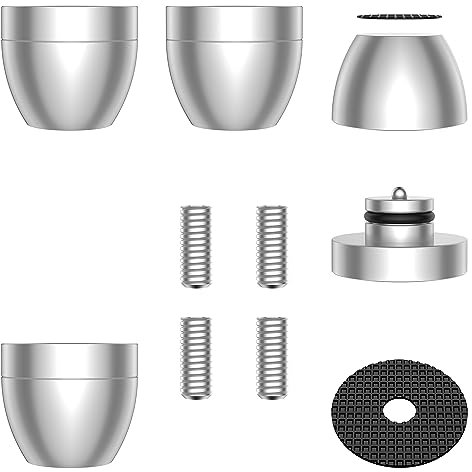 Tertullus 4 Sets Aluminum Subwoofer Speaker Feet Silver With Shock-Absorbing Beads,Hifi Turntable Adjustable Feet For Hifi Devices Amplifier Turntable Dac Recorder Cd (Silver-30 x 33mm)