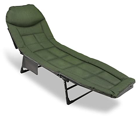 Daromigo Karpfenliege, Angelliege Bed Chair mit Aufbewahrungstasche, Faltbar, Maximale Belastung 150 kg, 200 x 64 x 32 cm, Gepolstertes Campingbett