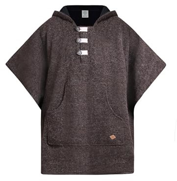 virblatt - poncho hombre | 100% lana | poncho invierno peruano poncho alpaca mexicano ropa hippie sudadera rasta capa - Arriba lana marrón