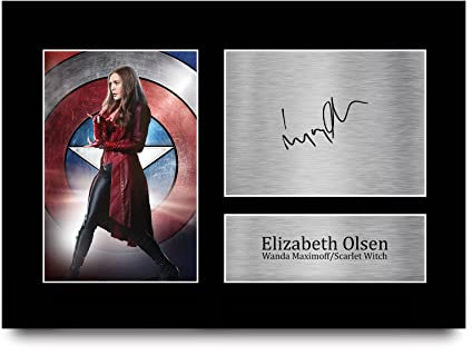 HWC Trading A4 Elizabeth Olsen WandaVision Scarlet Witch Geschenke Gedrucktes Signiertes Autogramm Foto für Fans von Fernsehshows - A4
