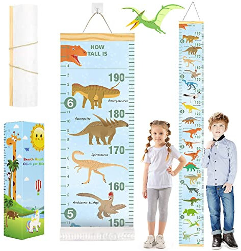 ouhos Messlatte Kinder Größenmesser Kinder Wachstum Messlatte Aufrollbare Wandbehang Höhenmesser Abnehmbare Leinwand Messleite Lineal für Baby Kinderzimmer Schlafzimmer Wanddekoration mit Box