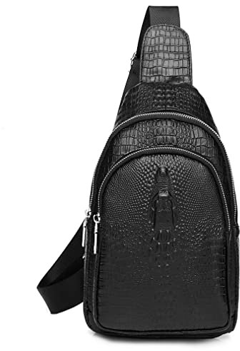 KPYWZER Vintage-Leder-Rucksack für Herren, Crossbody-Tasche, Schultertasche, Brusttasche, Tagesrucksäcke, #91black, 19x10x30cm/7.48x3.94x11.81inch(L*W*H), #76black