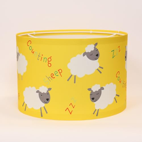 Happy Linen Company Girls Boys Farm Friends Red Tractor Yellow Ceiling 30cm x 20cm Lamp Shade