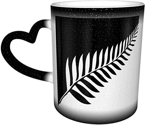 YINGD Keramiktasse Silber Farn of Neuseeland AGC Heat Sensitive Color Changing Mug in the Sky Kaffeebecher Keramiktasse
