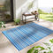Outdoor Kurzflor Teppich Santa Monica wetterfest, wasserfest, rechteckig, Höhe: 3 mm, Balkon Garten Terrasse Camping Wintergarten türkis-blau gestreift 140x200 cm