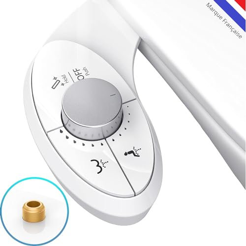 BbfStyle - Marque Française - Kit Bidet WC Japonais pour l'hygiène intime - Double Jet - Compatible WC Aux Normes Françaises - Pour une arrivée d'eau à Gauche ou à Droite - en ABS - Taharat -