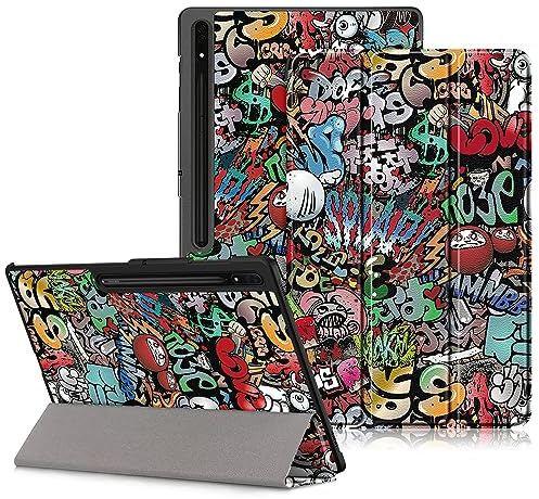 DINGGUAGUA Custodia per Samsung Galaxy Tab S10 Ultra /S9 Ultra /S8 Ultra 14.6 Zoll SM-X920/X926B/X910/X916B/X918U/X900/X906 Tablet,Cover con Funzione Supporto e Auto Sveglia/Sonno,Graffiti