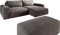 DELIFE Eckcouch Lanzo XL Mikrofaser Khakibraun 270x180 cm Recamiere variabel mit Hocker