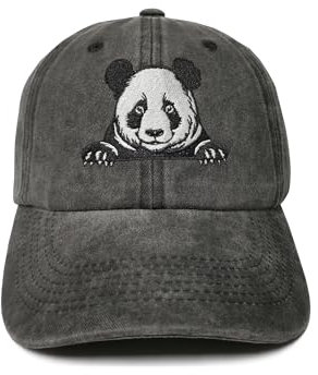 ZKFE Bestickte Baseballmützen für Damen und Herren, Panda (Washed Black), Einheitsgröße
