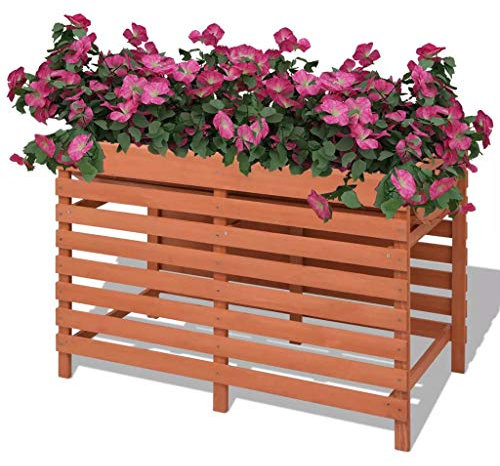 ShCuShan Jardinière 100 x 50 x 71 cm Bois,Jardiniere sur Pieds,Bac avec Treillis,Jardiniere Terrasse