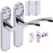 HANDLEZONE® Lobo Internal Door Handle Pack, Complete with Lever Handles on Backplate, Latch, Ball Bearing Hinges - Polished Chrome