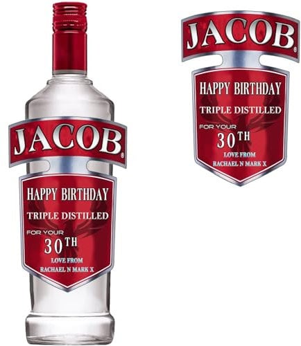 Personalised Customized Label Sticker for Smirnoff Vodka Bottle Birthday Xmas Anniversary