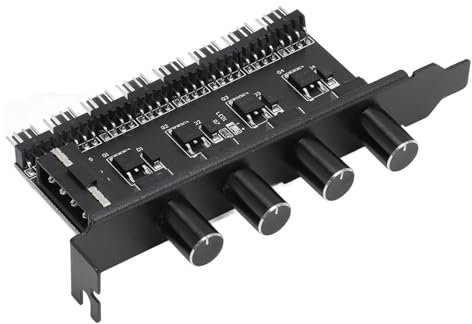 PC Cooling Fan Speed Controller, 3PIN/4PIN 8 Channels Fan Hub with 4 Knob Speed Control, Compatible with CPU HDD VGA PWM Fans, Manual Knob Adjustment