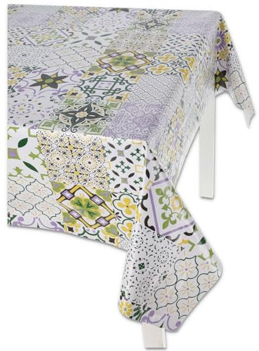 Tovaglia plastificata Italiana MAIOLICHE Tovaglia Cerata, Tovaglia Plastica - Lilla, 4 posti 140X140 cm.