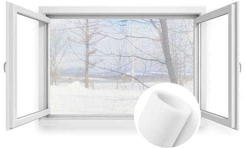 Fliegengitter Meterware Insektenschutzgitter 2x29.5m Fliegengitter Fenster Aus Fiberglas Zuschneidbar Insektenschut Ohne Bohren Fliegennetz Fenster für Balkontür Fenster und Türen －Weiß