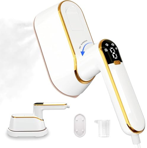 Mini Reisebügeleisen, 1300W Dampfbügeleisen 180°Drehbar HanddampfbüGeleisen, 3 Dampfstufenausgabe 8 Sekunden Schnelles Aufheizen UnterstüTzt Trocken und Nassbügeln, für Zuhause, Geschäft, Reise (Weiß）