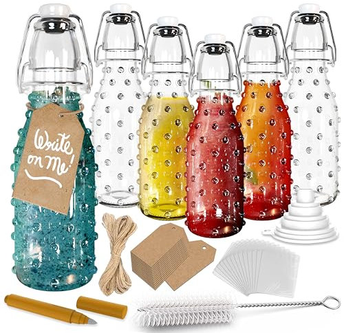 Nevlers Glasflaschen mit Bügelverschluss, 240 ml, klare Glasflaschen mit luftdichtem Deckel, Verwendung als Kombucha-Flaschen, Metzflaschen oder Bierflaschen zum Brauen zu Hause, 6 Stück