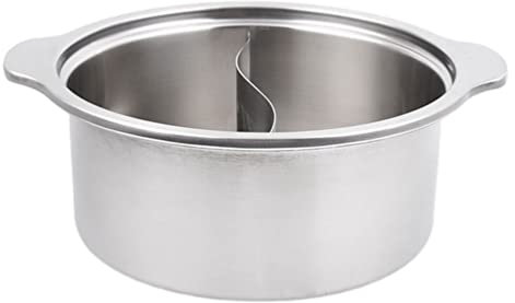 OQHAIR Chinese Hot Pot with Divider Stainless Steel Shabu Pot Yin Yang Pot Pan Pasta Pot Dual Sided Soup Cookware for Induction Cooktop Gas Stove