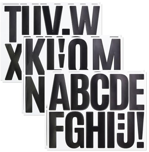 3 Zoll Großes Buchstaben Aufkleber,6 Blätter Selbstklebendes Vinyl Großes Alphabet Punzierung Kit für Scrapbook, DIY und Basteln, Klebebuchstaben Wetterfest and Wasserdicht,Schwarz