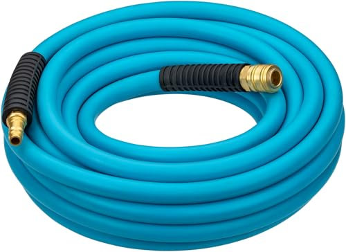 HAZET Druckluftschlauch 9040N-1020, 20 m Länge, 10 mm Durchmesser, mit Schnellkupplung und Anschlussnippel, beidseitiger Knickschutz, Berstdruck 60 bar, in HAZET Hellblau