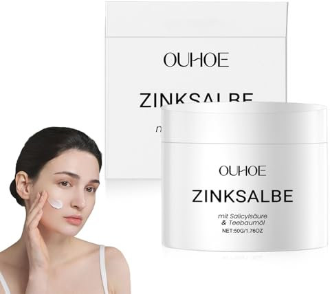 Zinksalbe Gegen Pickel, Zinksalbe Gesicht, Anti Pickel Creme Auch Bei Akne Am Po Und Rücken Geeignet, Zinksalbe Gesicht Zugsalbe Pickel - Akne Creme, Zink Salbe Gegen Mitesser und Unreine Haut (50g)