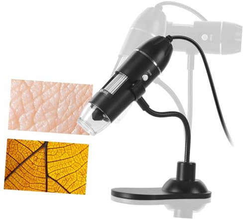 OSALADI Microscopio Digital Portátil con USB y Luz Led Lupa Flexible para Inspección Joyería y Reparación Compatible con Ordenador Negro