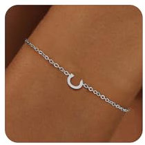 RMMD Armband Damen Silber, 18K Weißgold Vergoldete Silber Armband mit Buchstaben C Damen Silber Schmuck Damen Silber Monogramm Armband Geschenk Goldschmuck für Frauen Freundin