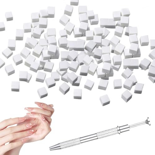 JEYORZY 100 Stück Nail Art Schwamm mit Metallgreifer, Sponge Brush Applikator, Sponge Nagel Pinsel, Maniküre Zubehör für Nägel, um eine Vielzahl von Gradient Nail Art Patterns zu Erstellen