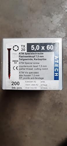 Reisser Edelstahl Terrassenschrauben 200 Stück 5,0 x 50/5,0 x 60 ATM Antik (5,0 x 60)