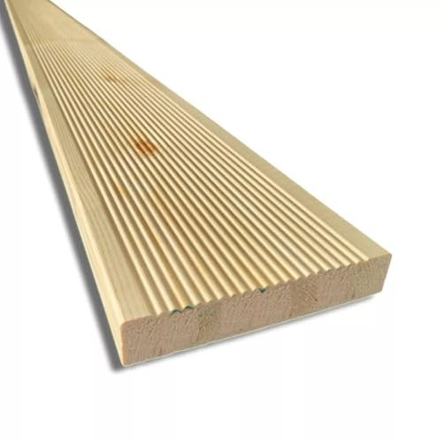 Pavimento naturale in legno antiscivolo da 200 cm, sezione 14,5x2,7 cm, per Giardini, Terrazze, Decking