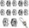 OHREN Morsetto per Fune Metallica 2mm in Acciaio Inossidabile, Set di 12 Morsetti M2, OHREN Morsetto in Acciaio Inossidabile 304 per Stendibiancheria, Tende da Sole, Fissaggio di Funi Metalliche