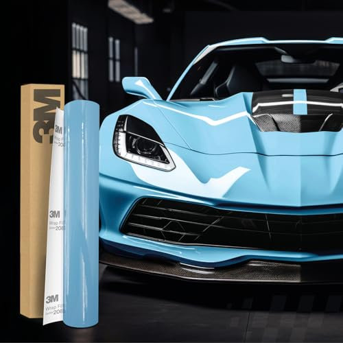 3M 2080 Car Wrapping Folie Selbstklebende Autofolie für Auto Motorrad Boot 3D Lackschutzfolie mit Luftkanälen zum Folieren (G77 Gloss Sky Blue, 22,86m x 152cm (Vollrolle))