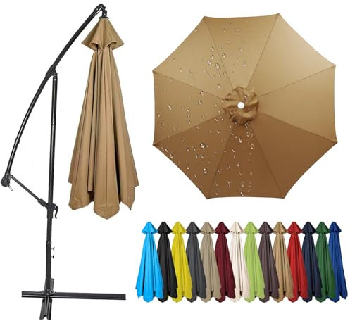 UemumPem Toldo De Recambio De Sombrilla 4.0/3.5/3.0/2.8/2.7/2.5/2.3/2.0 Metros para 6/8 Brazos, Cubierta De Sombrilla De Tela De Repuesto, para Jardín, Patio, Terrazas (Caqui,4.0m / 8 Ribs)