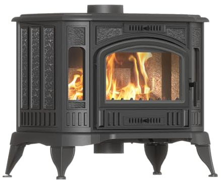 KRATKI Kaminofen Gusseisen Holzofen KOZA K9 8kW Ø130 BImSchV 2 EEK A+ | Freistehend aus Gusseisen, schwarz, 84,9% Wirkungsgrad, raumluftunabhängig, Ecodesign, Flamme Verte 7